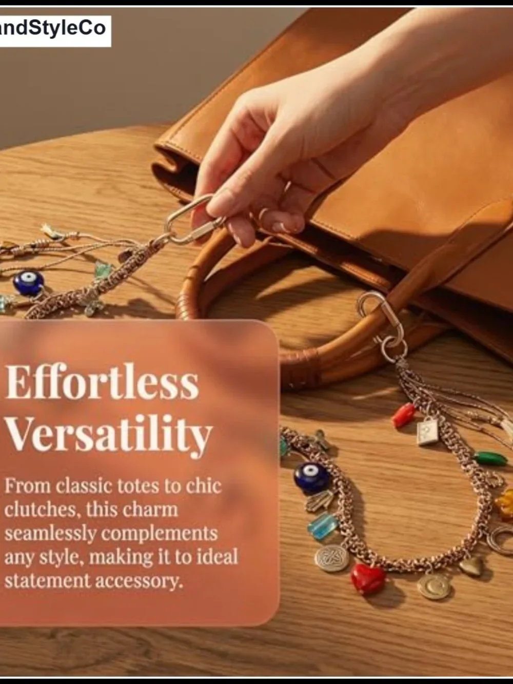 Braided Beaded Bag Charm Chain Handbag Purse Keychain Accessory